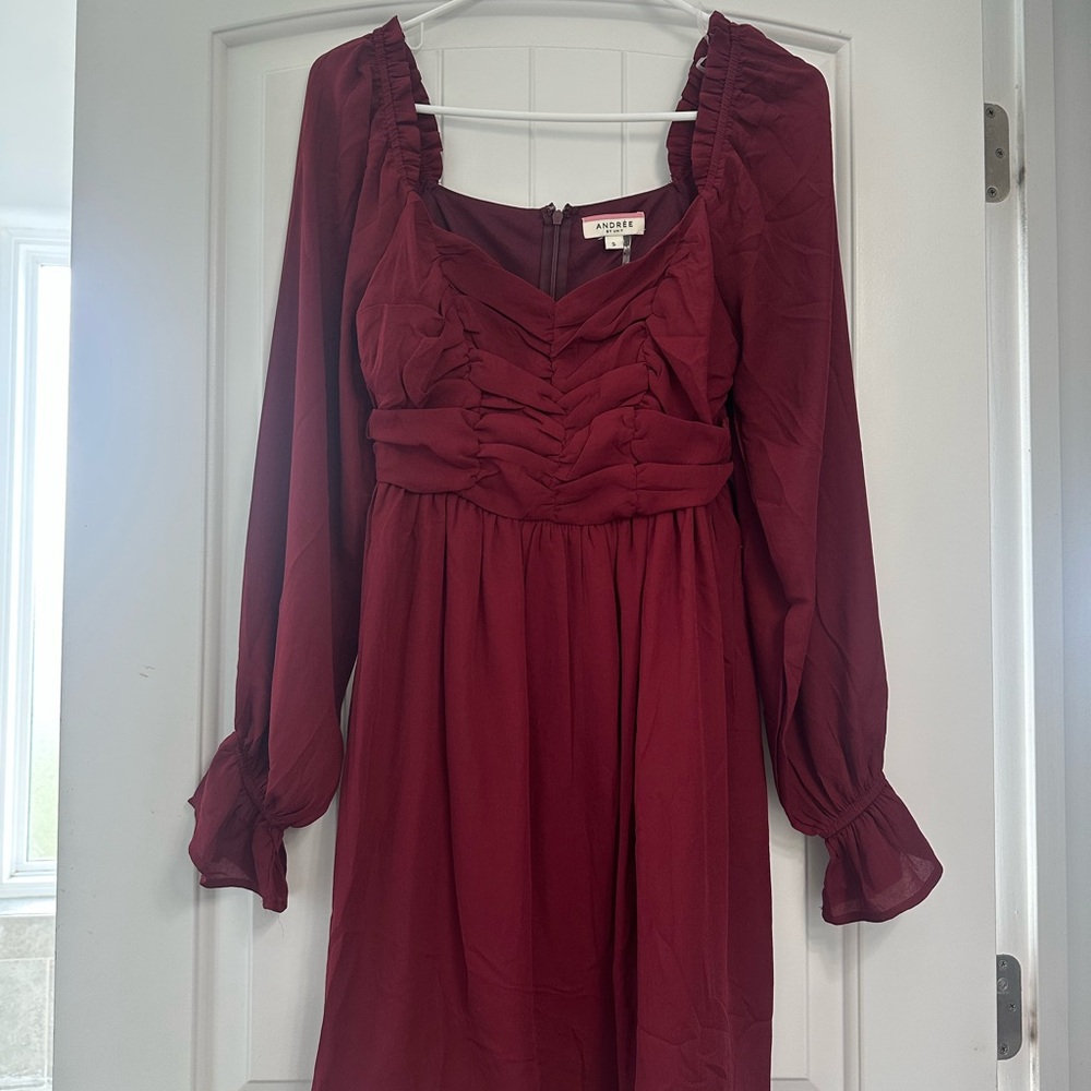 ANDREE BY UNIT Burgundy Long Sleeve Dress